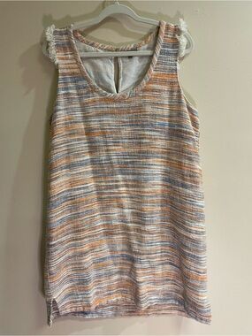 Lilla P 100% Cotton XL Striped Sleeveless Shift Dress / Top Fringe Trim